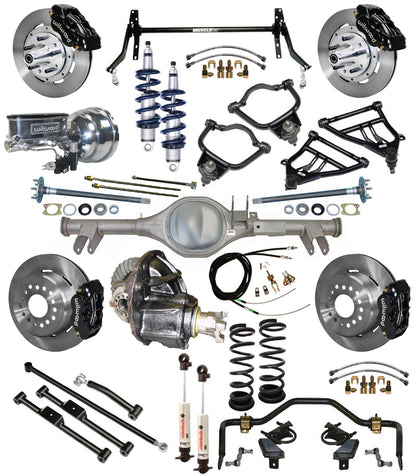 COILOVER & STRONGARM SYSTEM,CURRIE REAR END,WILWOOD 12" BRAKES,BLACK,59-64 CHEVY