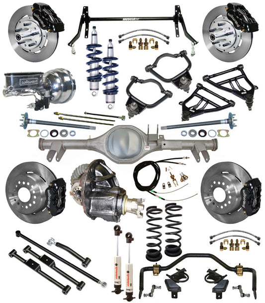 COILOVER & STRONGARM SYSTEM,CURRIE REAR END,WILWOOD 12" BRAKES,BLACK,59-64 CHEVY