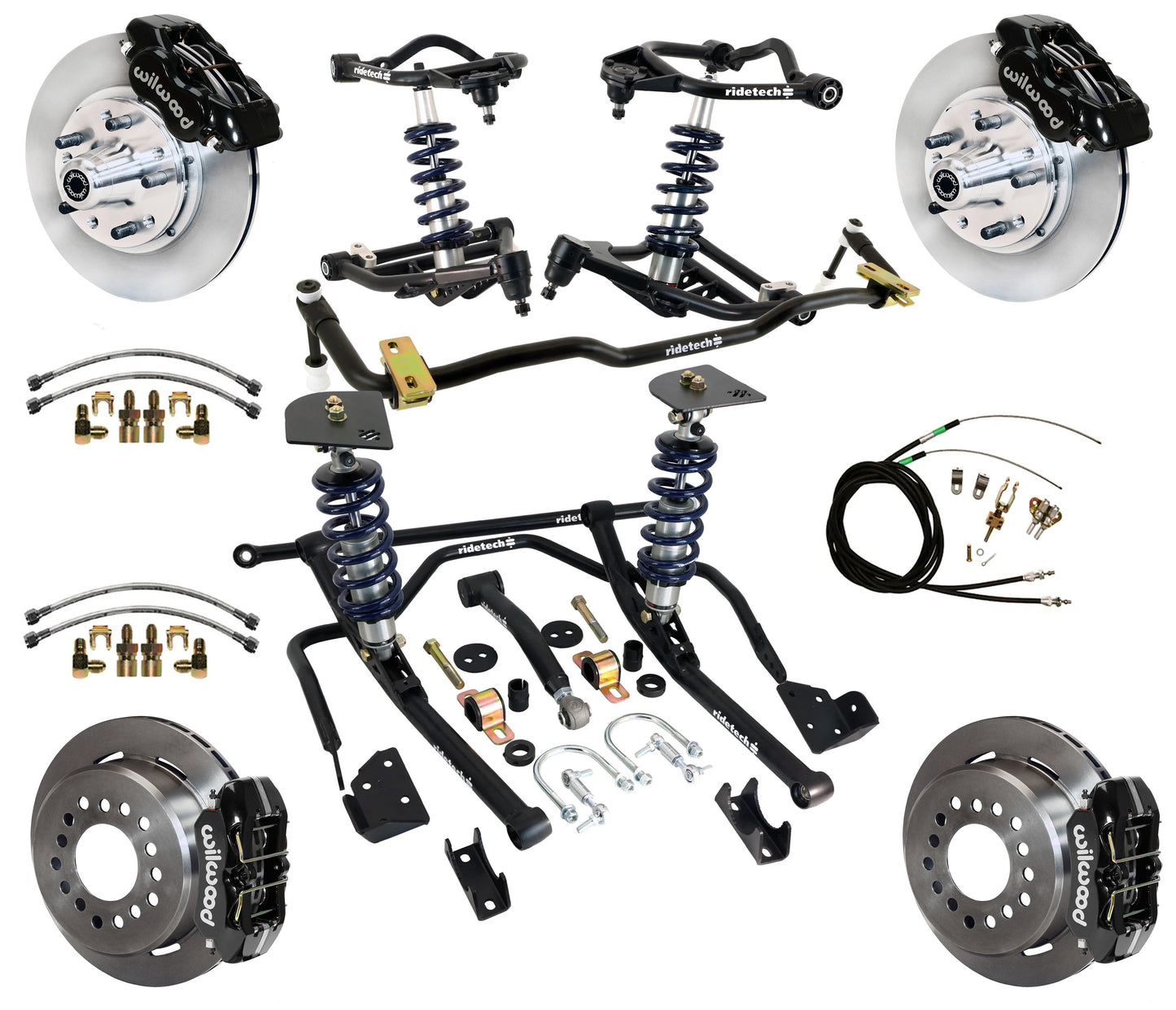 COILOVER & STRONGARM SYSTEM,BARS,WILWOOD 11" BRAKES,BLACK CALIPERS,59-64 CHEVY