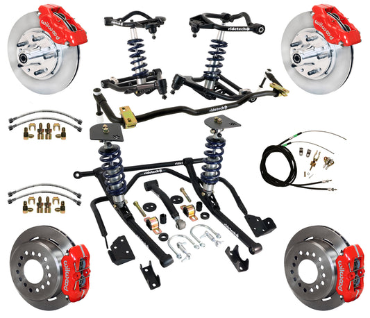 COILOVER & STRONGARM SYSTEM,BARS,WILWOOD 11" BRAKES,RED CALIPERS,59-64 CHEVY