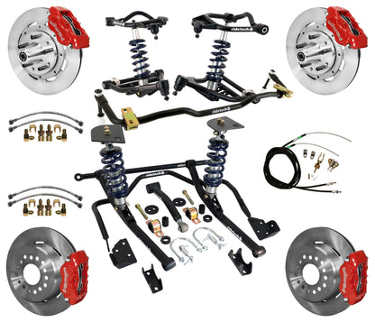 COILOVER & STRONGARM SYSTEM,BARS,WILWOOD 12" BRAKES,RED CALIPERS,59-64 CHEVY