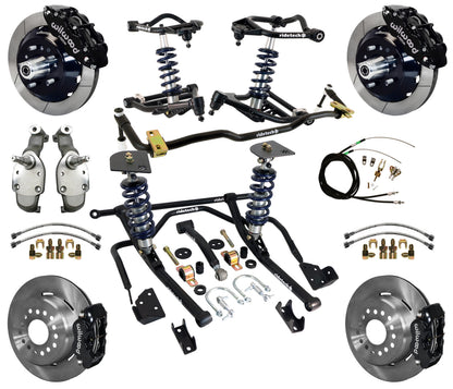 COILOVER SYSTEM,WILWOOD 13/12" BRAKES,BLACK CALIPERS,SPINDLES,59-64 CHEVY