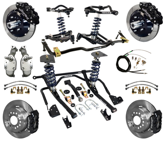 COILOVER SYSTEM,WILWOOD 13/12" BRAKES,BLACK CALIPERS,SPINDLES,59-64 CHEVY
