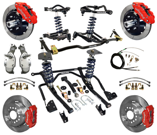 COILOVER SYSTEM,WILWOOD 13/12" BRAKES,RED CALIPERS,SPINDLES,59-64 CHEVY