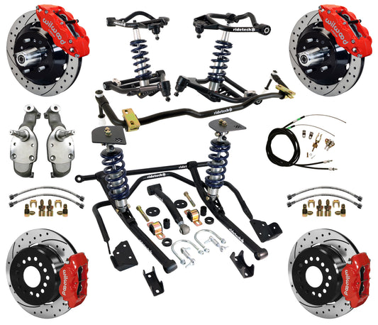 COILOVER SYSTEM,WILWOOD 13/12" DRILL,RED CALIPERS,SPINDLES,59-64 CHEVY
