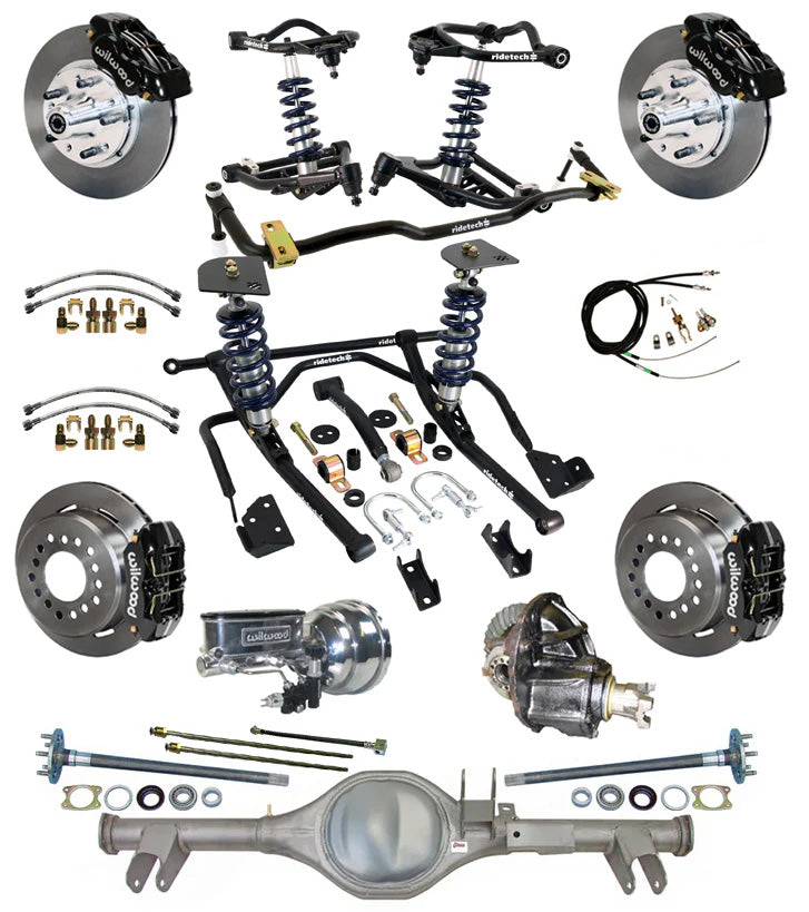 COILOVER & STRONGARM SYSTEM,CURRIE REAR END,WILWOOD 11" BRAKES,BLACK,59-64 CHEVY