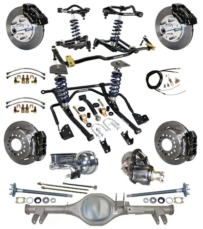 COILOVER & STRONGARM SYSTEM,CURRIE REAR END,WILWOOD 11" BRAKES,BLACK,59-64 CHEVY