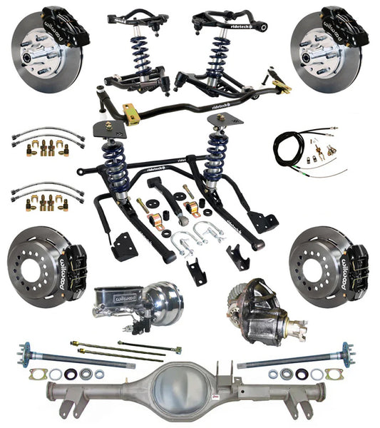 COILOVER & STRONGARM SYSTEM,CURRIE REAR END,WILWOOD 11" BRAKES,BLACK,59-64 CHEVY