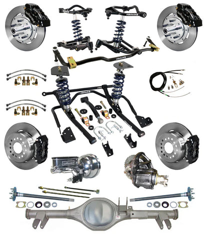 COILOVER & STRONGARM SYSTEM,CURRIE REAR END,WILWOOD 12" BRAKES,BLACK,59-64 CHEVY