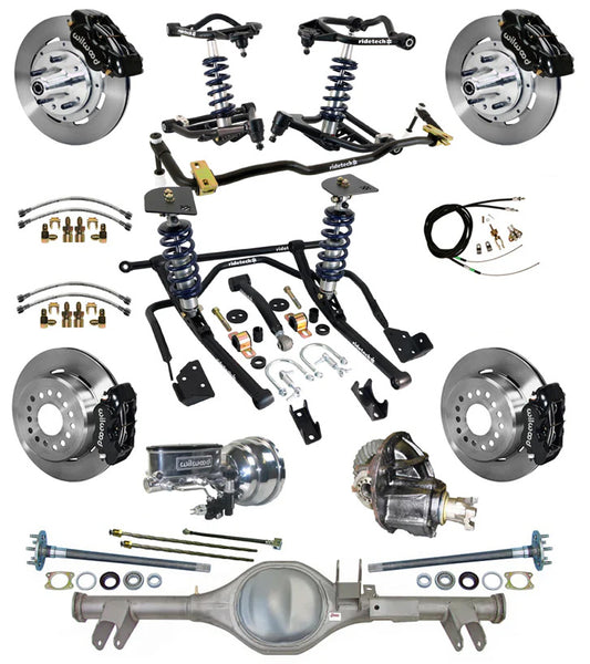 COILOVER & STRONGARM SYSTEM,CURRIE REAR END,WILWOOD 12" BRAKES,BLACK,59-64 CHEVY