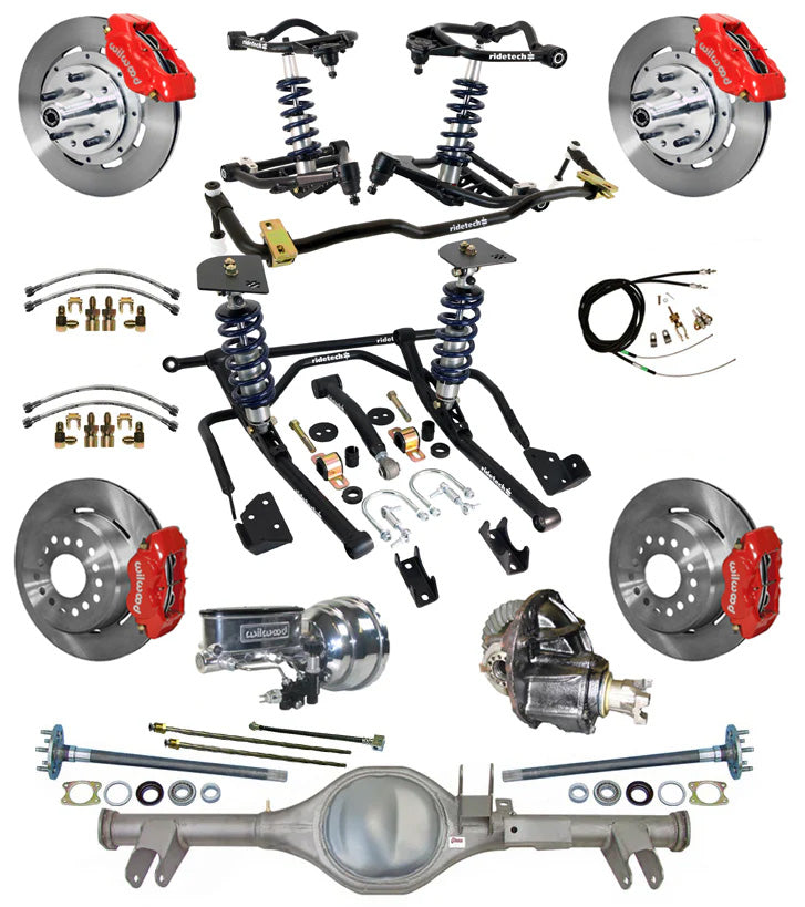 COILOVER & STRONGARM SYSTEM,CURRIE REAR END,WILWOOD 12" BRAKES,RED,59-64 CHEVY
