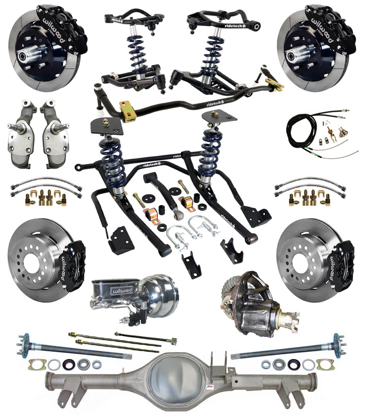 COILOVER SYSTEM,CURRIE REAR END,WILWOOD 13/12",BLACK,SPINDLES,59-64 CHEVY