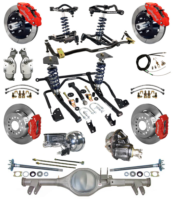 COILOVER SYSTEM,CURRIE REAR END,WILWOOD 13/12",RED,SPINDLES,59-64 CHEVY