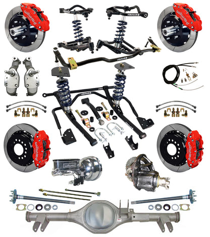 COILOVER SYSTEM,CURRIE REAR END,WILWOOD 13",RED,SPINDLES,59-64 CHEVY