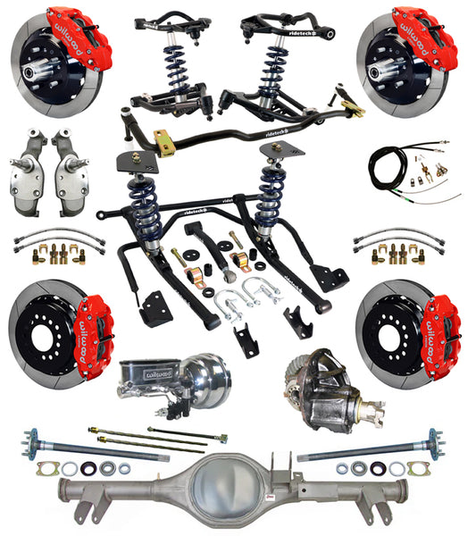 COILOVER SYSTEM,CURRIE REAR END,WILWOOD 13",RED,SPINDLES,59-64 CHEVY