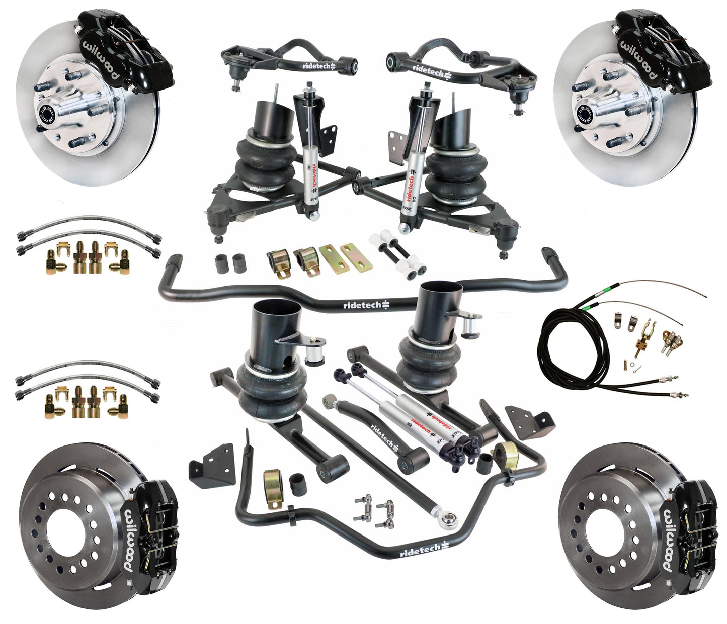 AIR RIDE & STRONGARM SYSTEM,WILWOOD 11" BRAKES,BLACK CALIPERS,59-64 CHEVY