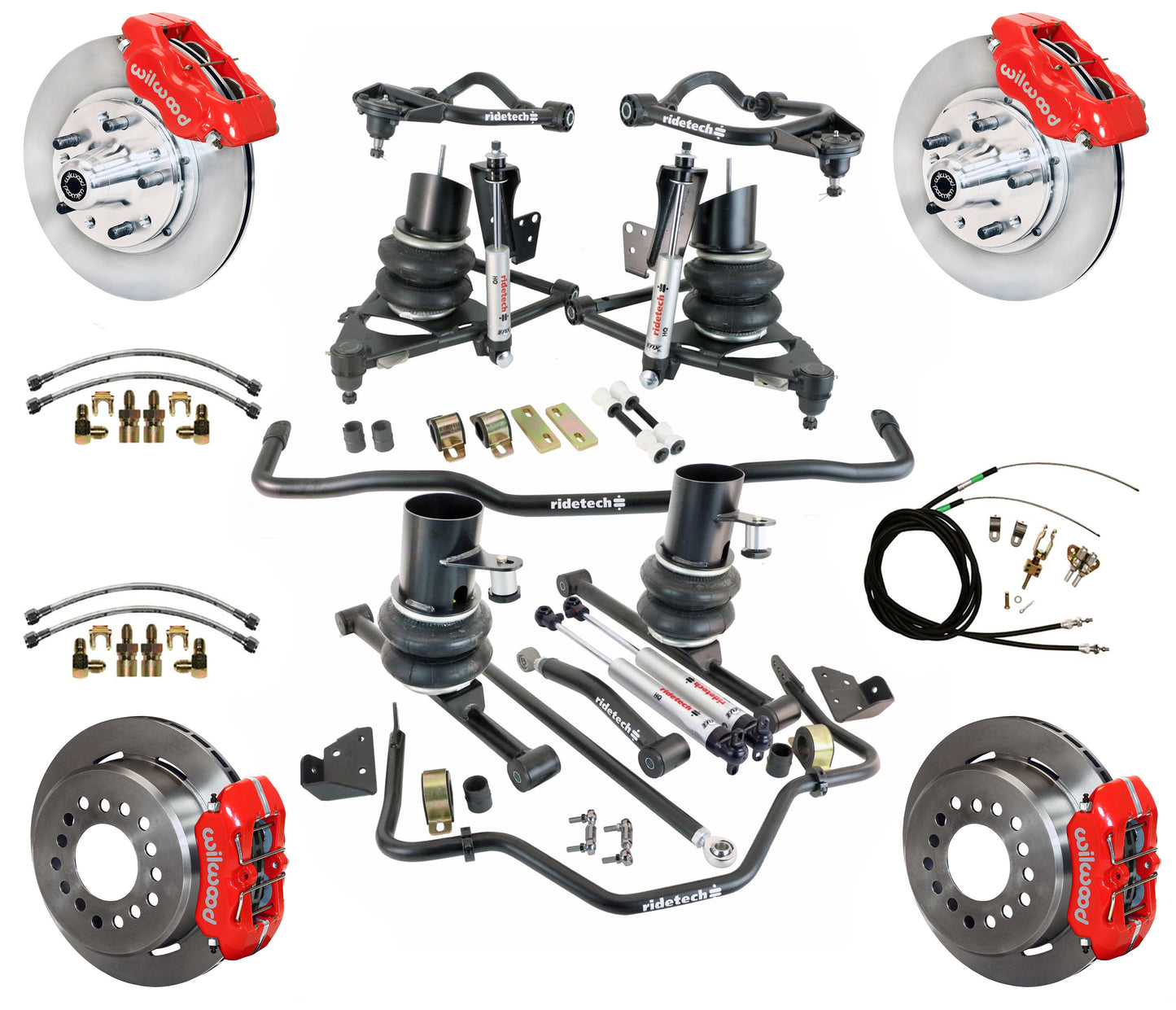 AIR RIDE & STRONGARM SYSTEM,WILWOOD 11" BRAKES,RED CALIPERS,59-64 CHEVY