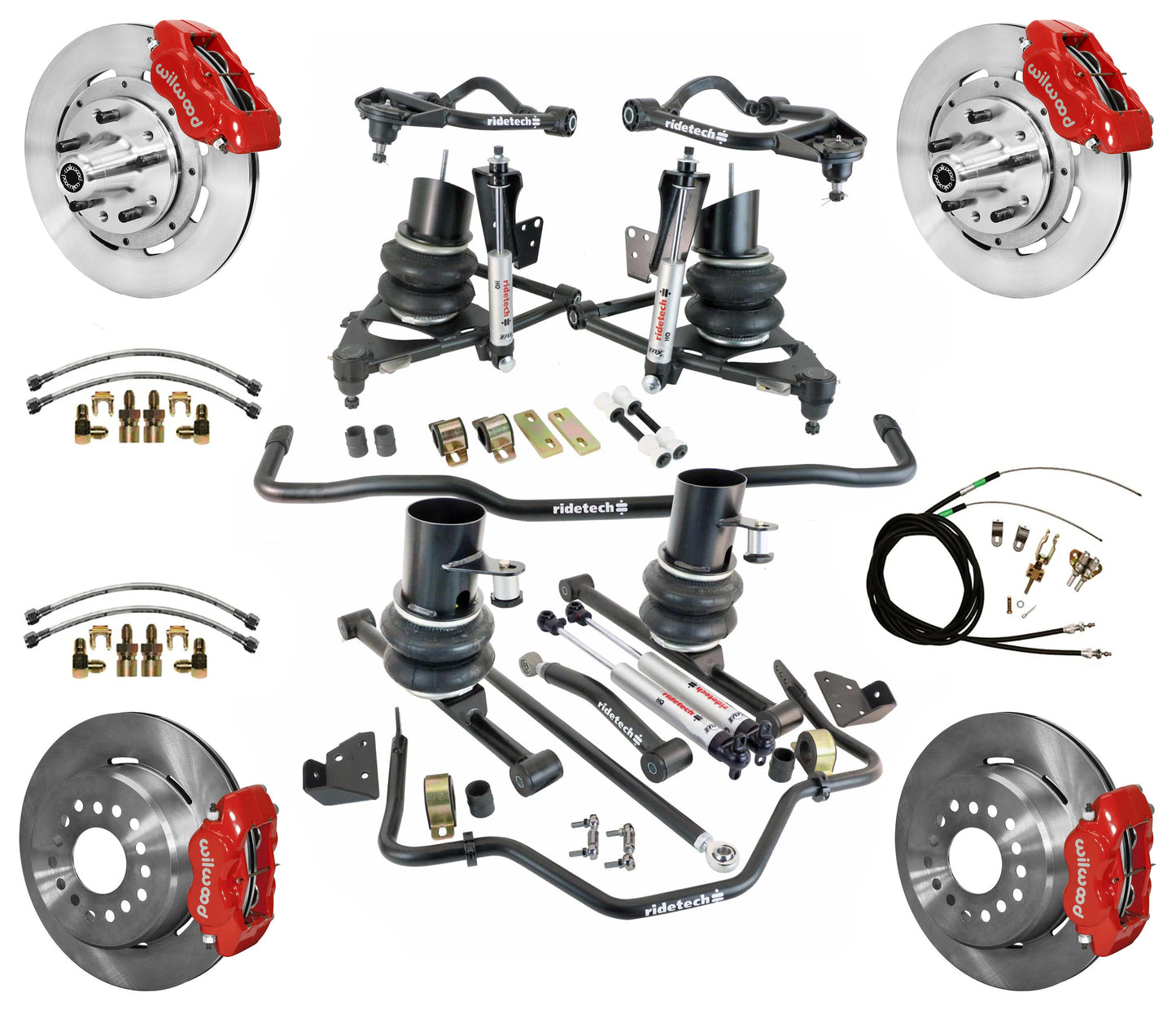 AIR RIDE & STRONGARM SYSTEM,WILWOOD 12" BRAKES,RED CALIPERS,59-64 CHEVY