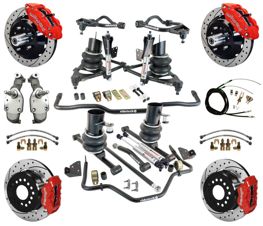 AIR RIDE SYSTEM,WILWOOD 13/12" DRILL,RED CALIPERS,SPINDLES,59-64 CHEVY