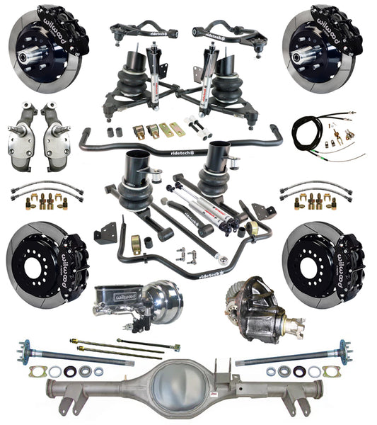 AIR RIDE SYSTEM,CURRIE REAR END,WILWOOD 13",BLACK,SPINDLES,59-64 CHEVY
