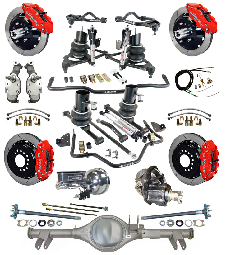 AIR RIDE SYSTEM,CURRIE REAR END,WILWOOD 13",RED,SPINDLES,59-64 CHEVY