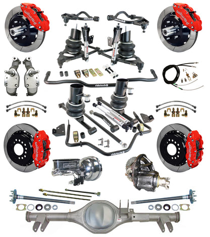 AIR RIDE SYSTEM,CURRIE REAR END,WILWOOD 13",RED,SPINDLES,59-64 CHEVY