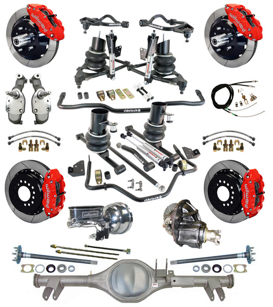 AIR RIDE SYSTEM,CURRIE REAR END,WILWOOD 13",RED,SPINDLES,59-64 CHEVY