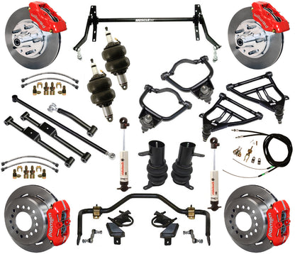 AIR RIDE & STRONGARM SYSTEM,WILWOOD 11" BRAKES,RED CALIPERS,59-64 CHEVY