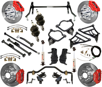 AIR RIDE & STRONGARM SYSTEM,WILWOOD 12" BRAKES,RED CALIPERS,59-64 CHEVY