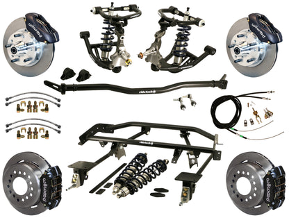 COILOVER & 4-LINK SYSTEM,WILWOOD 11" BRAKES,BLACK CALIPERS,67-69 GM F-BODY