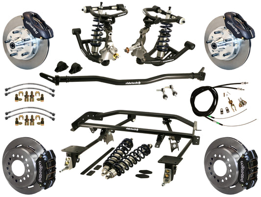 COILOVER & 4-LINK SYSTEM,WILWOOD 11" BRAKES,BLACK CALIPERS,67-69 GM F-BODY