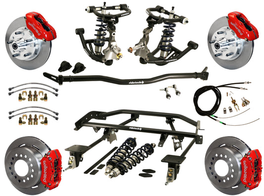 COILOVER & STRONGARM SYSTEM,BARS,WILWOOD 11" BRAKES,RED CALIPERS,59-64 CHEVY