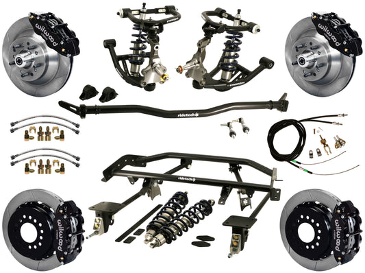 COILOVER & 4-LINK SYSTEM,WILWOOD 13" BRAKES,BLACK CALIPERS,67-69 GM F-BODY