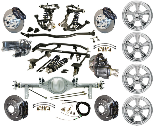 COILOVER & 4-LINK SYSTEM,REAR END,11" BRAKES,BLACK,BILLET WHEELS,67-69 F-BODY