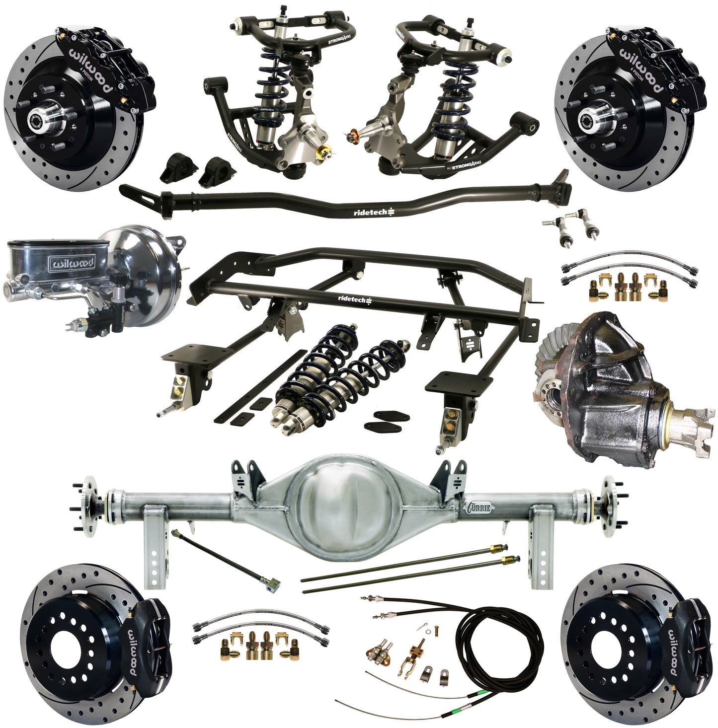 COILOVER & 4-LINK SYSTEM,CURRIE REAR END,WILWOOD 13"/12" DRILLED BRAKES,BLACK