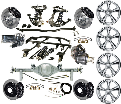 COILOVER & 4-LINK SYSTEM,REAR END,13" BRAKES,BLACK,BILLET WHEELS,67-69 F-BODY