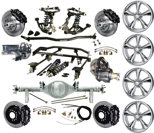 COILOVER & 4-LINK SYSTEM,REAR END,13" BRAKES,BLACK,BILLET WHEELS,67-69 F-BODY