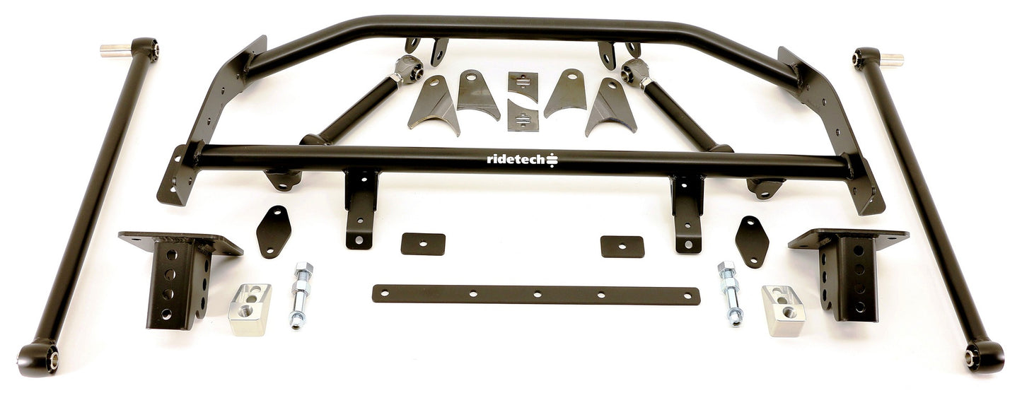 COILOVER & 4-LINK SYSTEM,REAR END,12" DRILLED BRAKES,BLACK,BILLET WHEELS,67-69 F