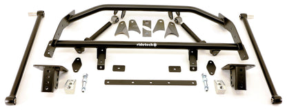 COILOVER & 4-LINK SYSTEM,REAR END,13"/12" DRILLED,BLACK,BILLET WHEELS,67-69 F