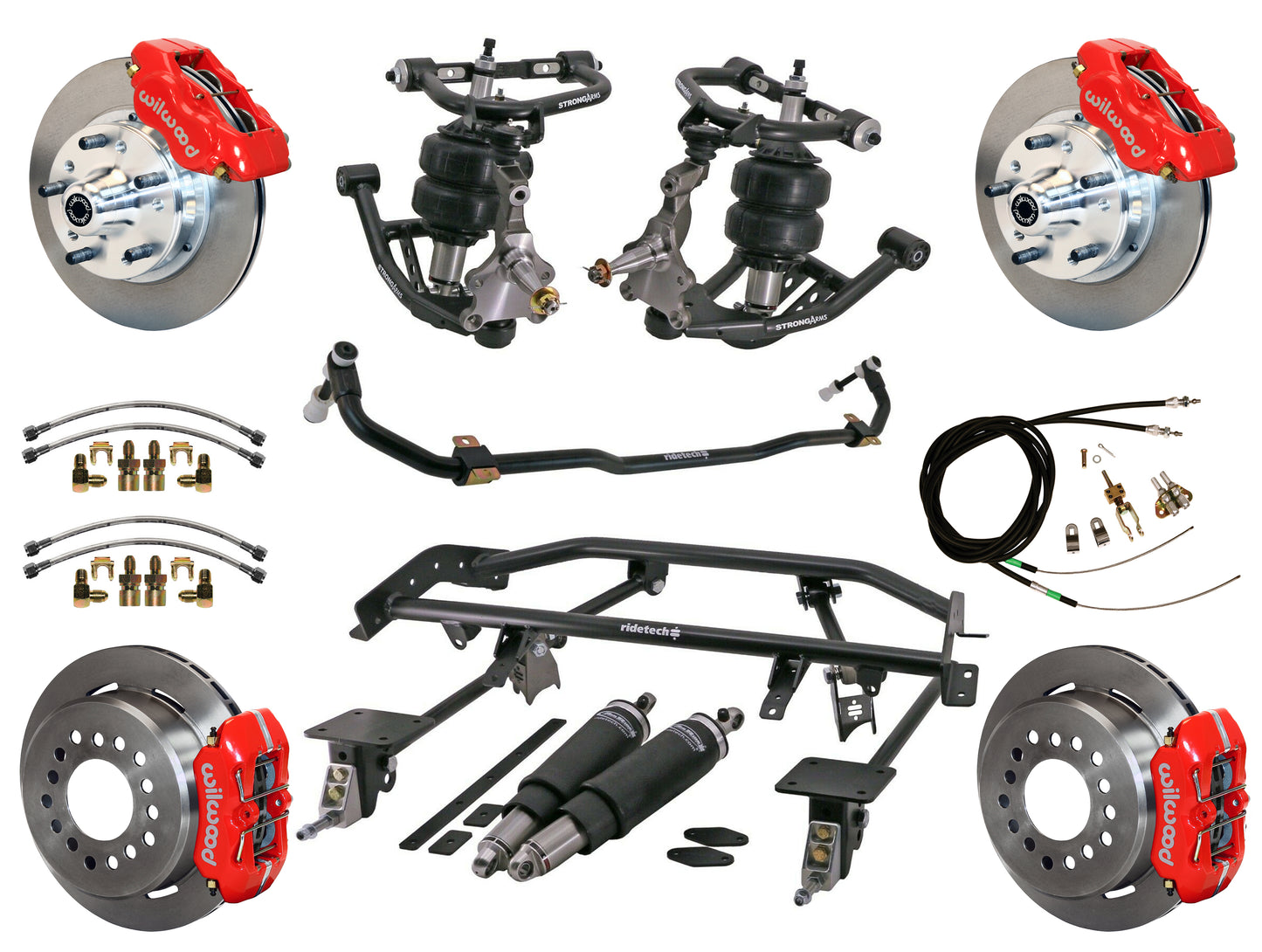 AIR RIDE & 4-LINK SYSTEM,WILWOOD 11" BRAKES,RED CALIPERS,67-69 GM F-BODY