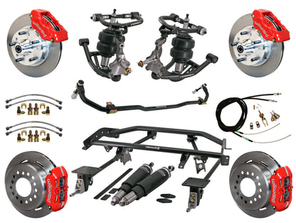 AIR RIDE & 4-LINK SYSTEM,WILWOOD 11" BRAKES,RED CALIPERS,67-69 GM F-BODY