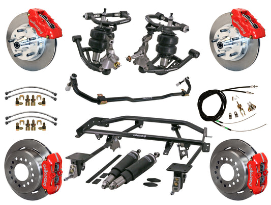 AIR RIDE & 4-LINK SYSTEM,WILWOOD 11" BRAKES,RED CALIPERS,67-69 GM F-BODY