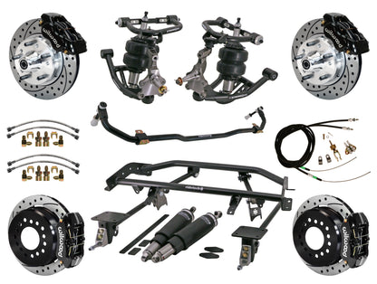AIR RIDE & 4-LINK SYSTEM,WILWOOD 11" DRILLED BRAKES,BLACK CALIPERS,67-69 F