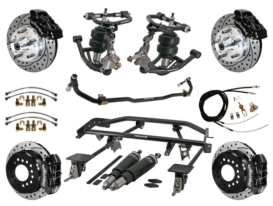 AIR RIDE & 4-LINK SYSTEM,WILWOOD 11" DRILLED BRAKES,BLACK CALIPERS,67-69 F