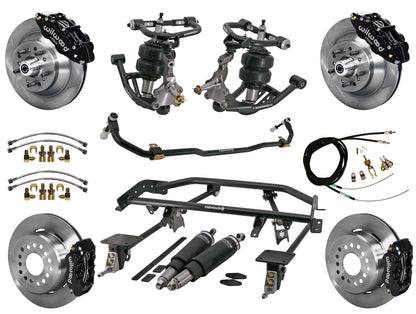 AIR RIDE & 4-LINK SYSTEM,WILWOOD 13"/12" BRAKES,BLACK CALIPERS,67-69 GM F-BODY