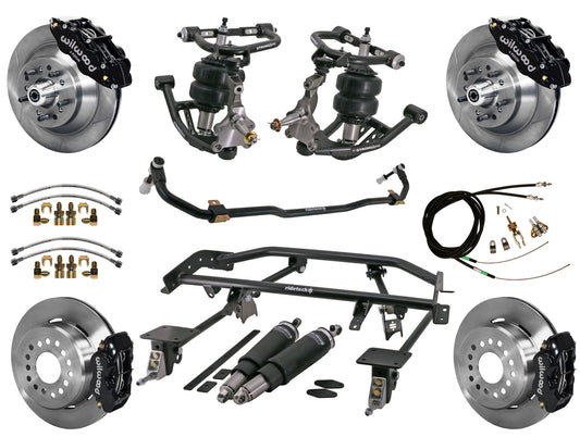 AIR RIDE & 4-LINK SYSTEM,WILWOOD 13"/12" BRAKES,BLACK CALIPERS,67-69 GM F-BODY