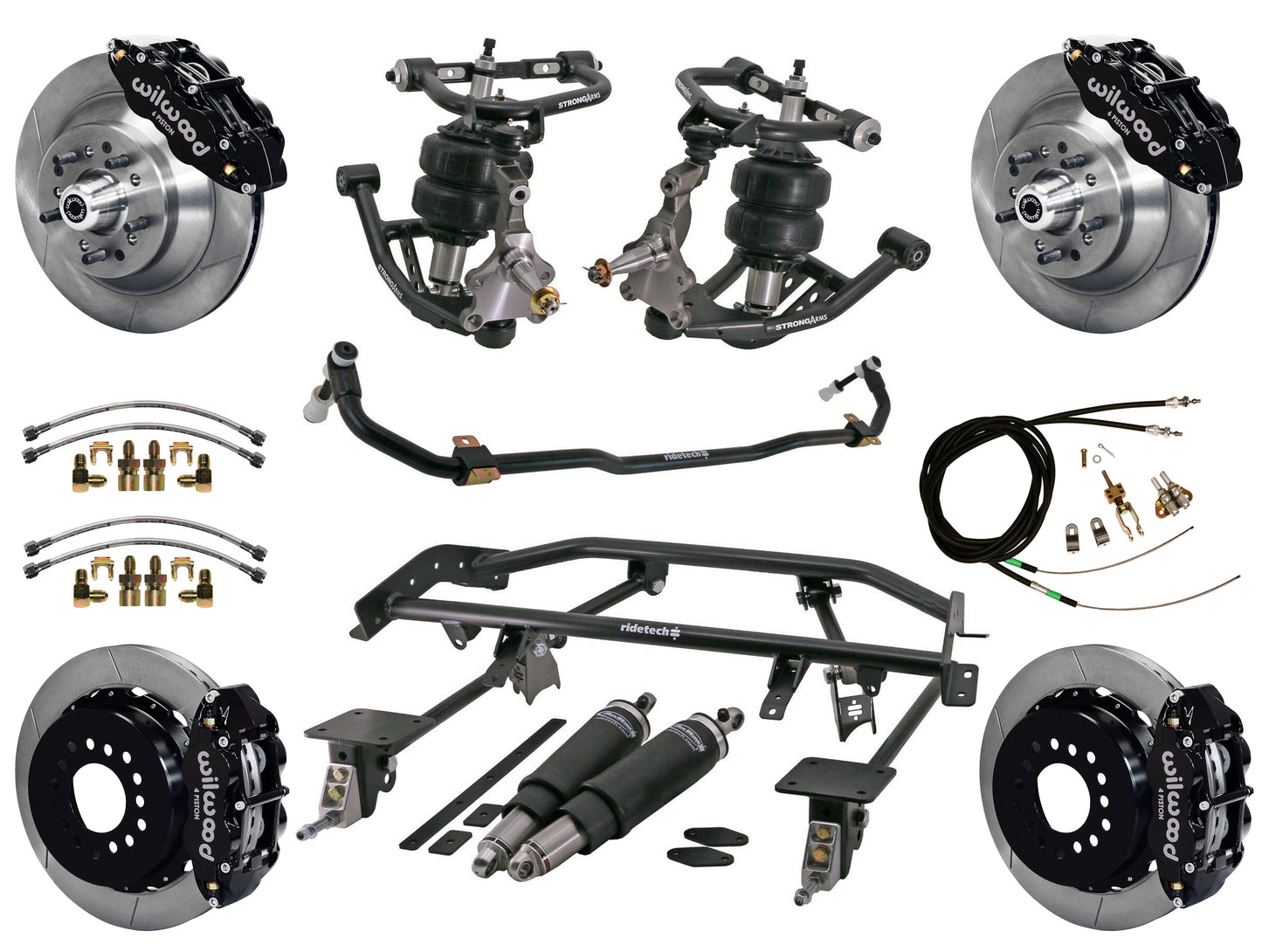 AIR RIDE & 4-LINK SYSTEM,WILWOOD 13" BRAKES,BLACK CALIPERS,67-69 GM F-BODY