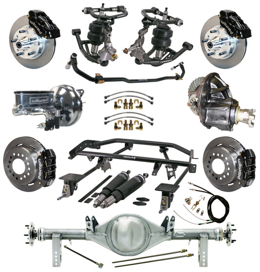 AIR RIDE & 4-LINK SYSTEM,CURRIE REAR END,WILWOOD 11" BRAKES,BLACK,67-69 GM F