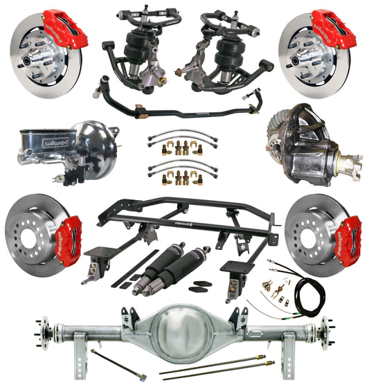 AIR RIDE & 4-LINK SYSTEM,CURRIE REAR END,WILWOOD 12" BRAKES,RED,67-69 GM F