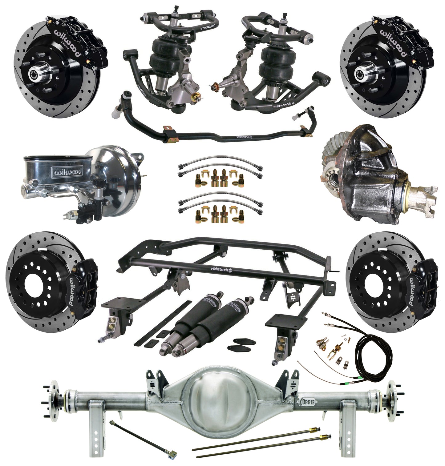 AIR RIDE & 4-LINK SYSTEM,CURRIE REAR END,WILWOOD 13"/12" DRILLED BRAKES,BLACK